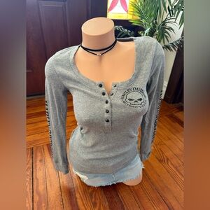 Harley-Davidson Gray Long Sleeve Women's Tee